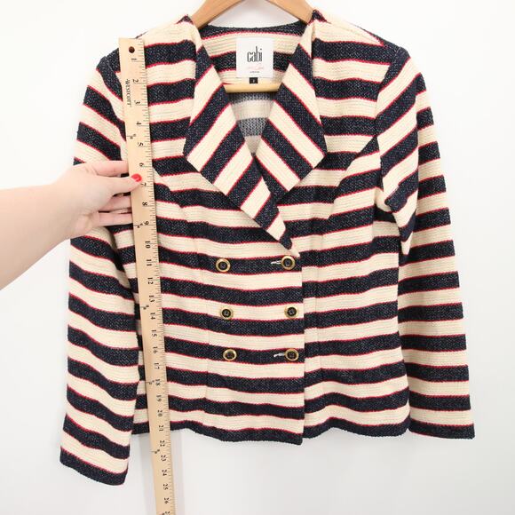 CAbi Navy, Cream & Red Striped Double-Breasted Jacket - Picture 5 of 10